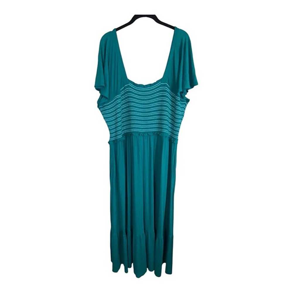 Lane Bryant Dress Size 22/24 Teal Green Elastic W… - image 2