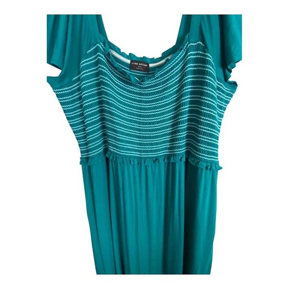 Lane Bryant Dress Size 22/24 Teal Green Elastic W… - image 4