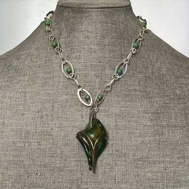 Other Murano glass curly leaf pendant necklace - image 1