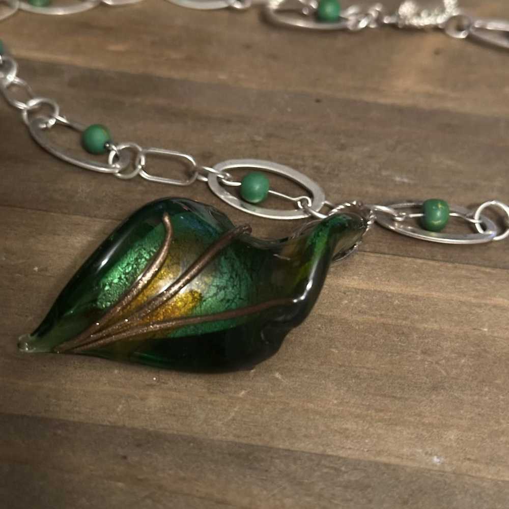 Other Murano glass curly leaf pendant necklace - image 2