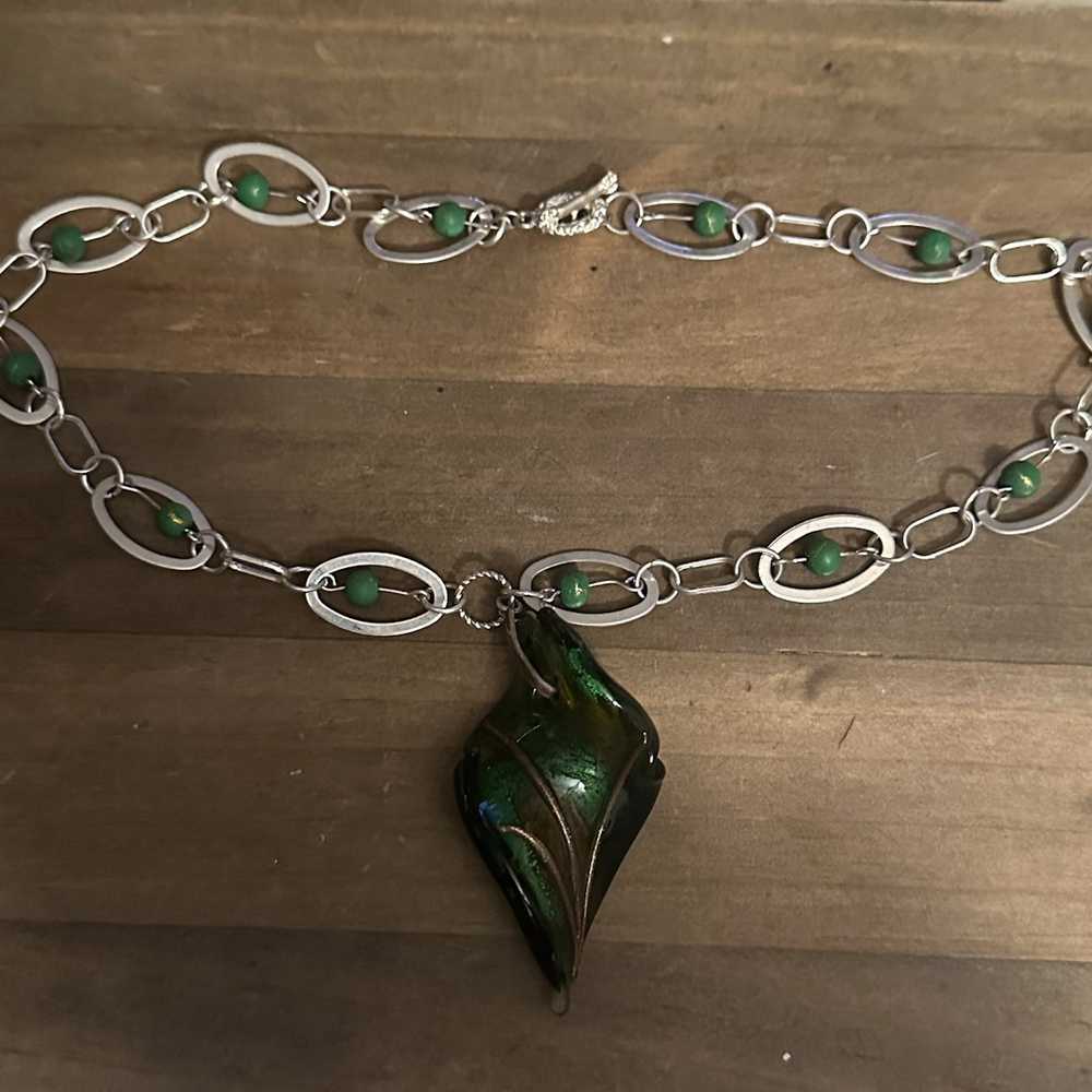 Other Murano glass curly leaf pendant necklace - image 4