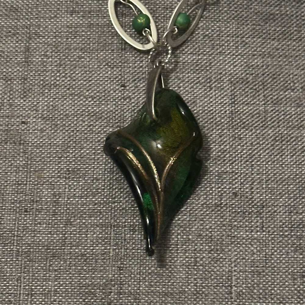 Other Murano glass curly leaf pendant necklace - image 5