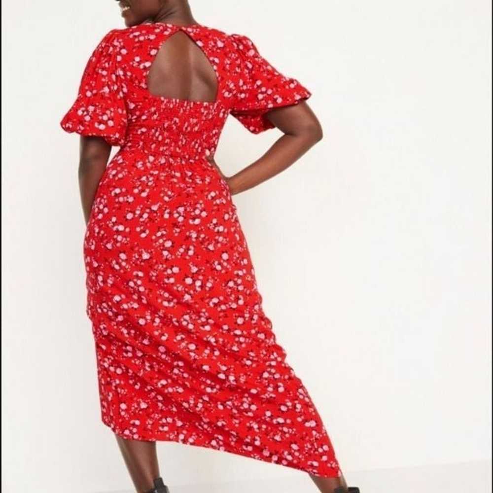 Old Navy Puff Sleeved Floral Red Maxi Dress  3x - image 2