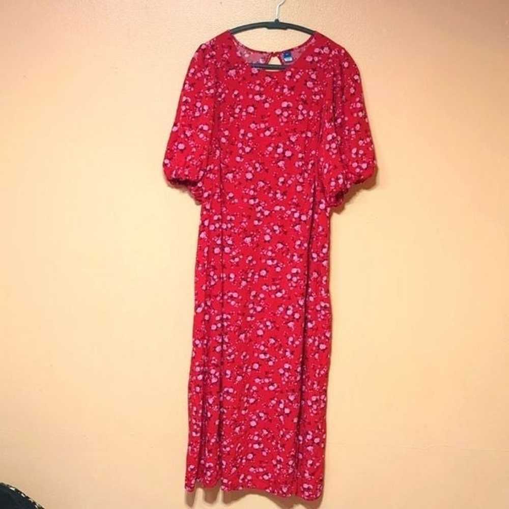 Old Navy Puff Sleeved Floral Red Maxi Dress  3x - image 3