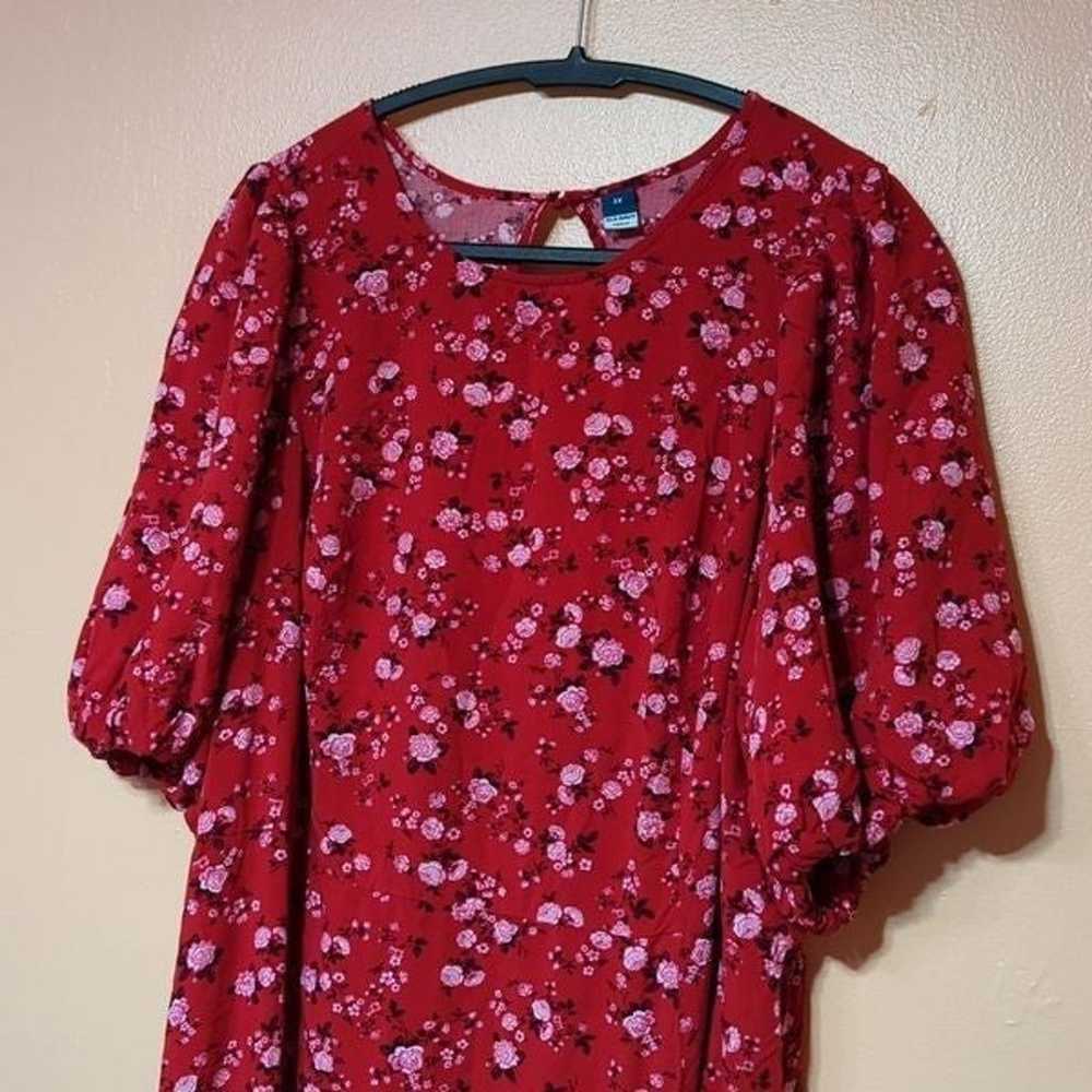 Old Navy Puff Sleeved Floral Red Maxi Dress  3x - image 5