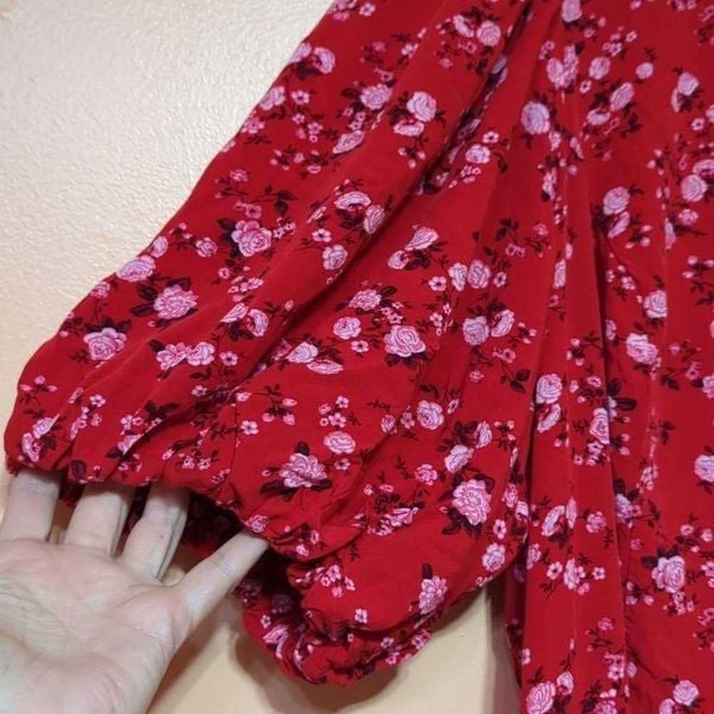 Old Navy Puff Sleeved Floral Red Maxi Dress  3x - image 7