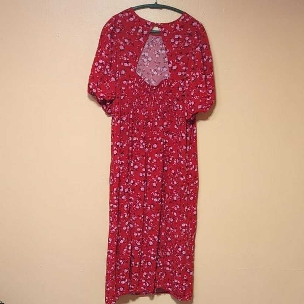 Old Navy Puff Sleeved Floral Red Maxi Dress  3x - image 8