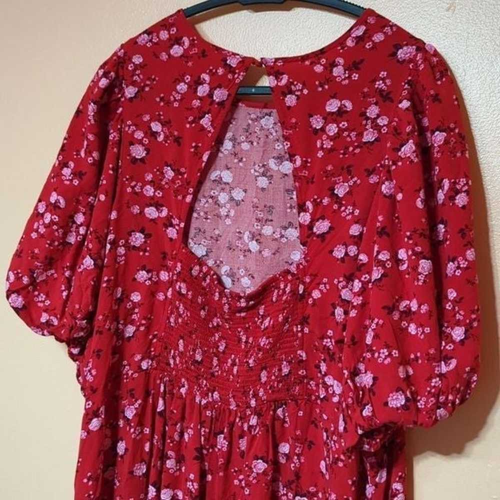 Old Navy Puff Sleeved Floral Red Maxi Dress  3x - image 9