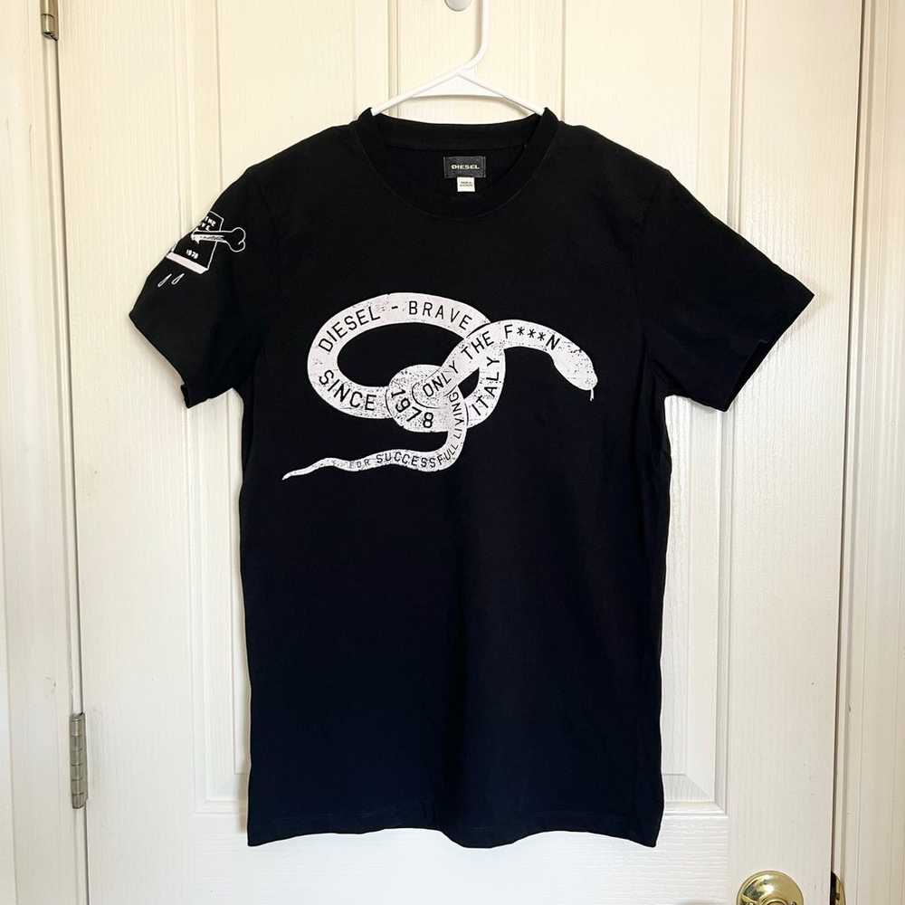 Diesel Black Brave Snake Graphic T-Shirt - image 1