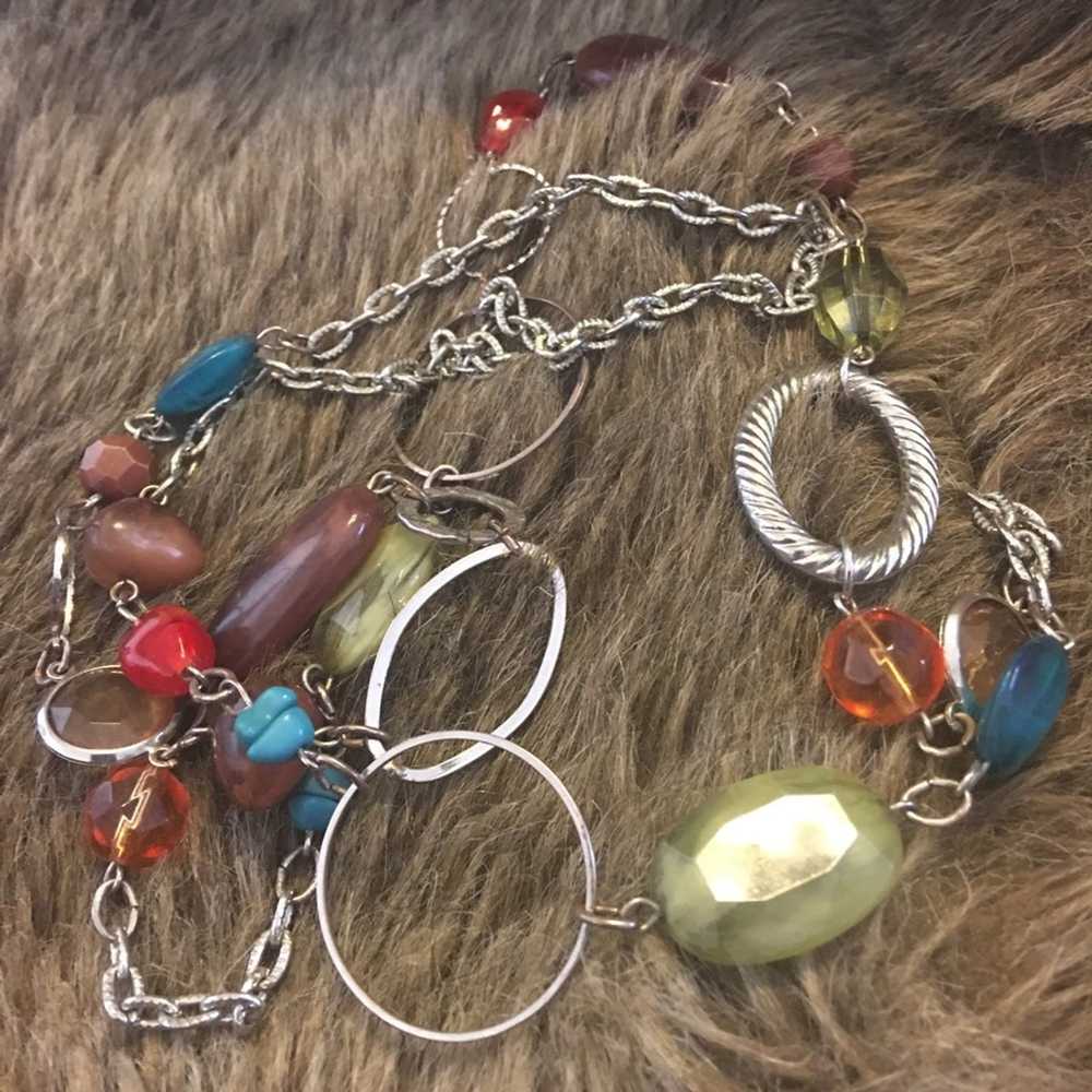 Jewelry Boho colorful beaded chain long length ne… - image 6