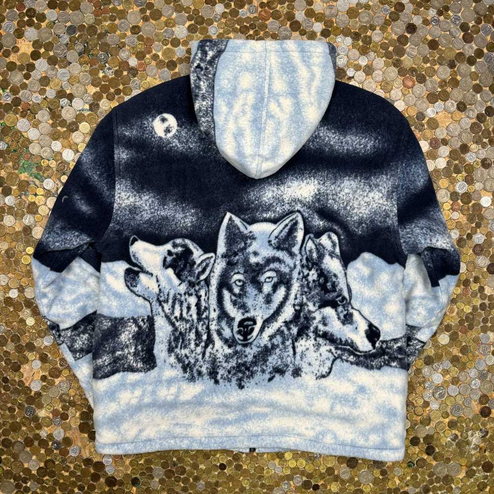 Vintage sweatshirt jacker winter wolf zip fleece … - image 5