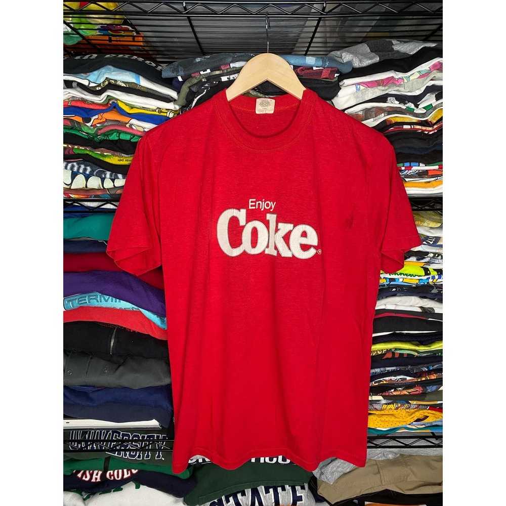 Vintage 80s Enjoy Coke Coca Cola Red Men’s XL Gra… - image 1