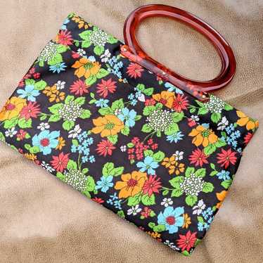 Vintage Flower Power Foldable Tote Purse with Luc… - image 1