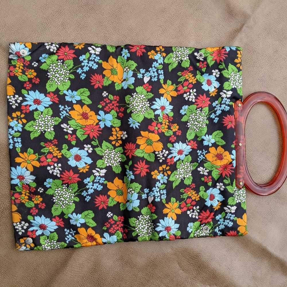 Vintage Flower Power Foldable Tote Purse with Luc… - image 3