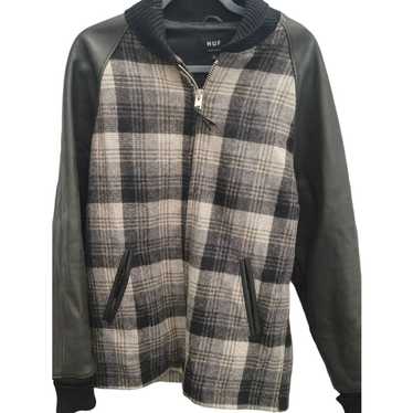 Huf HUF Jacket Shadow Plaid Surcoat Zip Leather W… - image 1