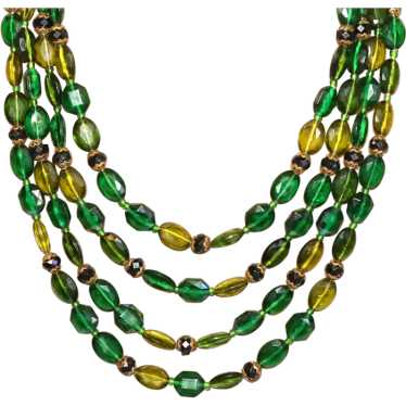 Green beads-4 strand necklace - image 1