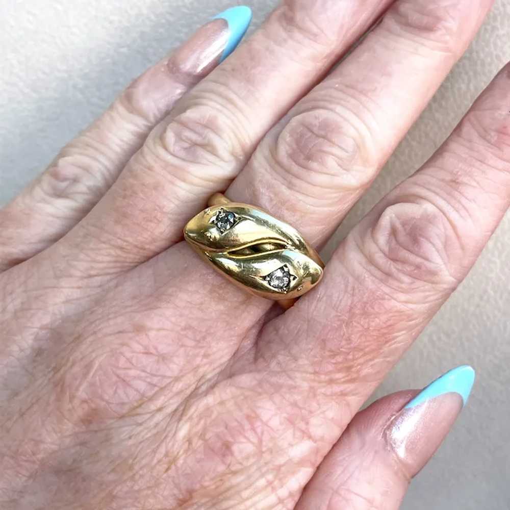 Edwardian Double Snake Diamond Ring Gentlemans Ha… - image 5