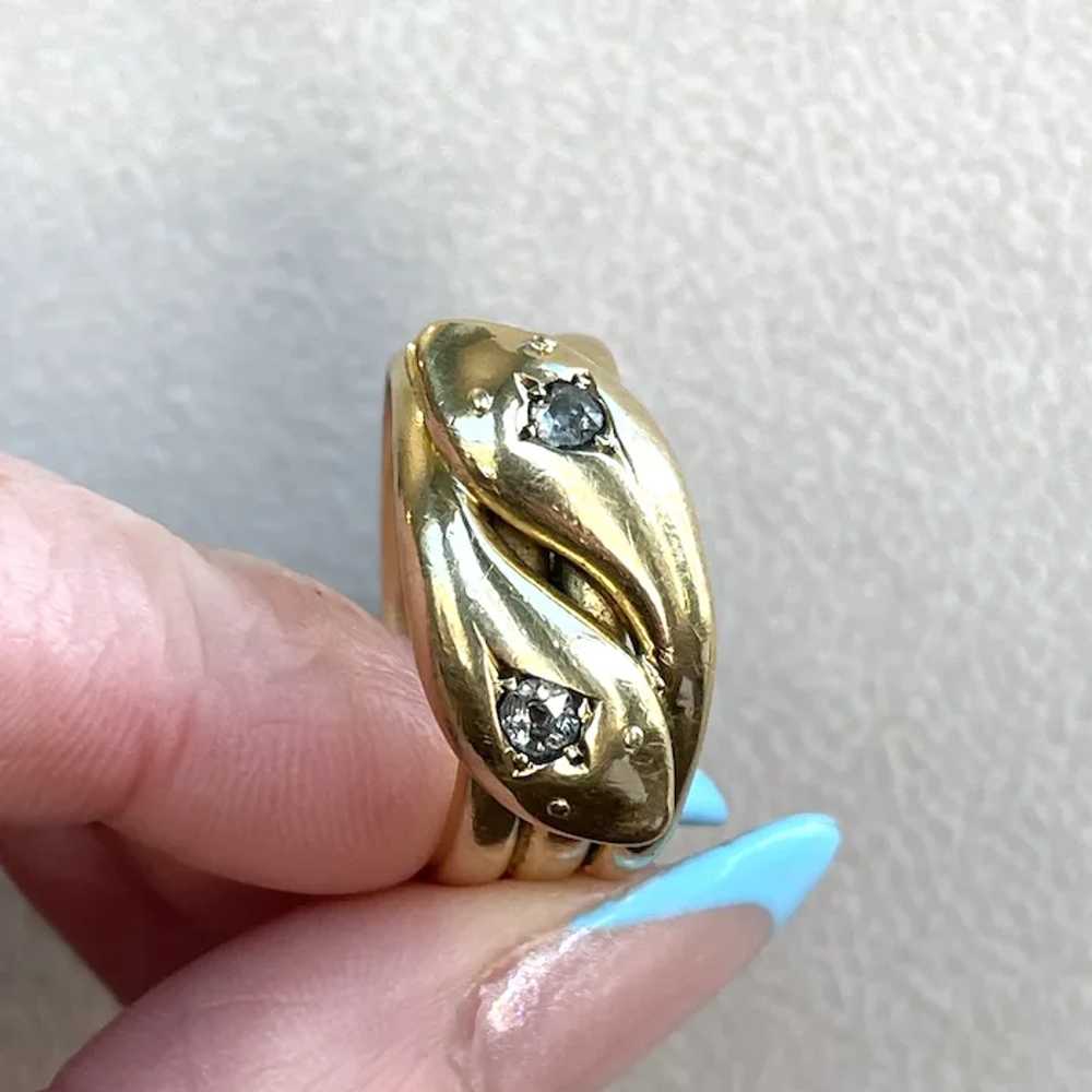 Edwardian Double Snake Diamond Ring Gentlemans Ha… - image 6