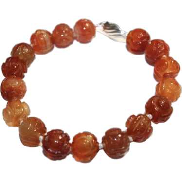 Carved Fire Red Carnelian Red Dragon Bracelet - image 1