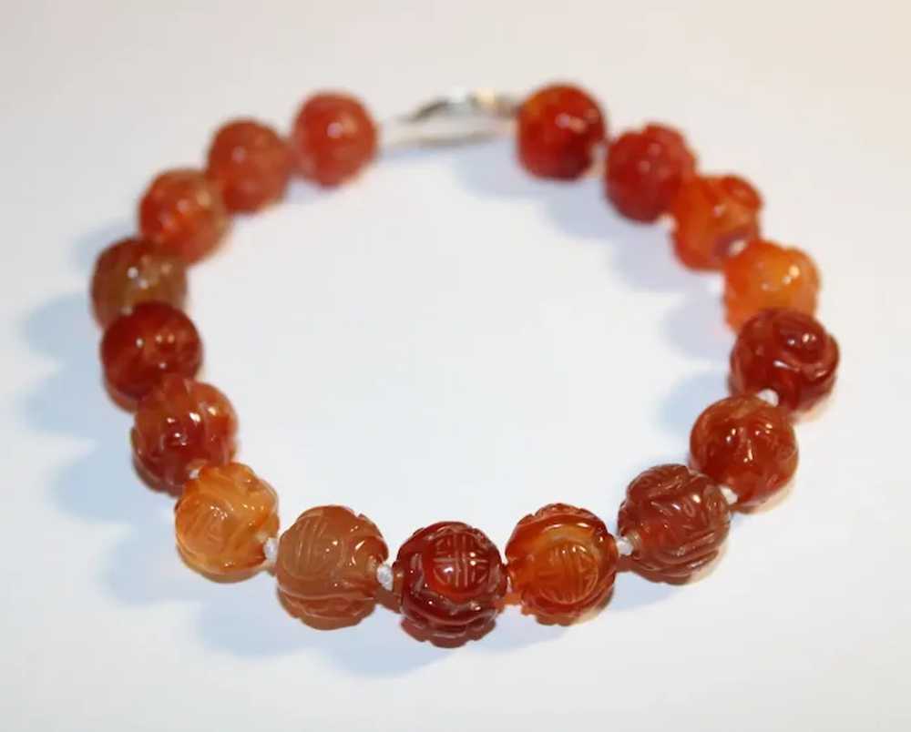 Carved Fire Red Carnelian Red Dragon Bracelet - image 8