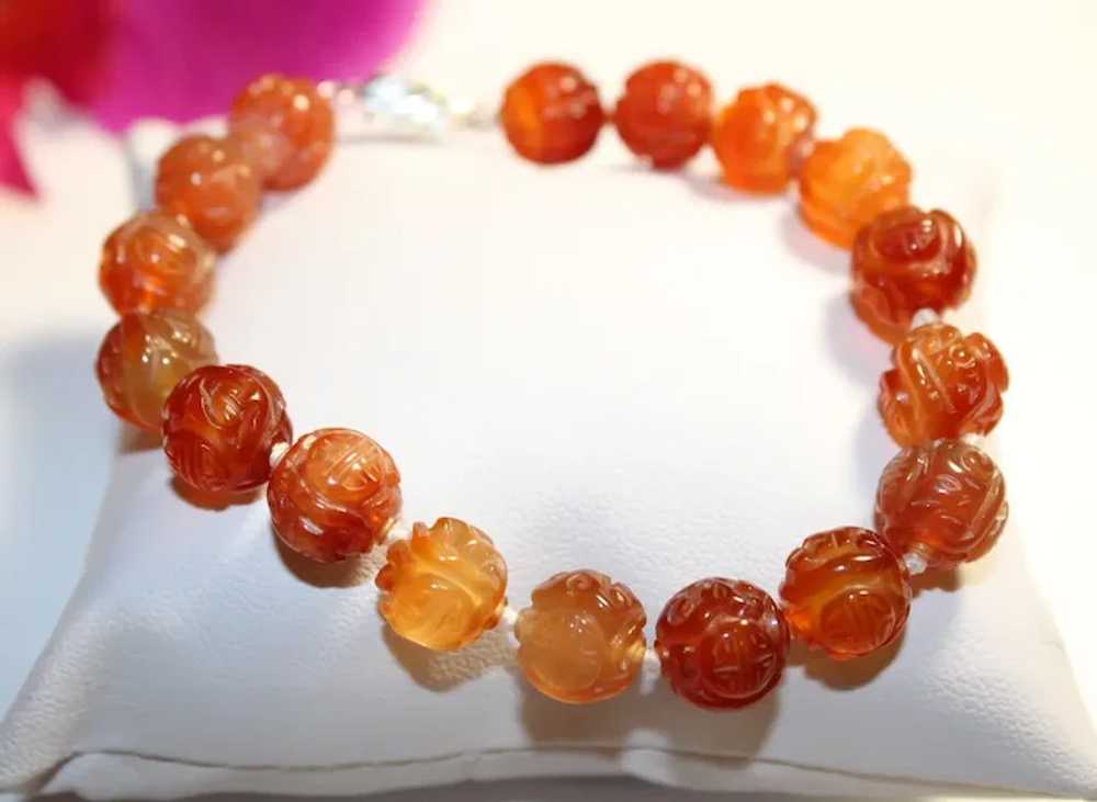 Carved Fire Red Carnelian Red Dragon Bracelet - image 9