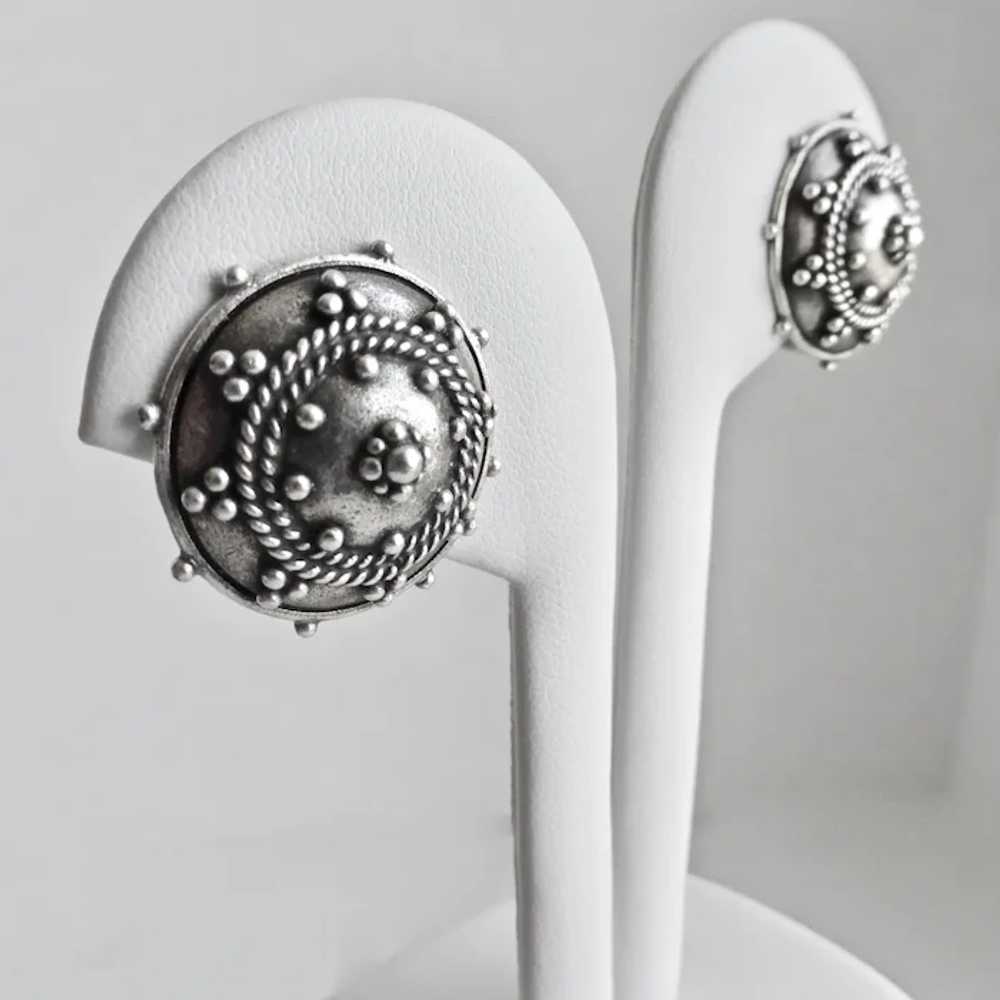 ANNE KLEIN Clip Back Earrings of Antiqued Silver … - image 2