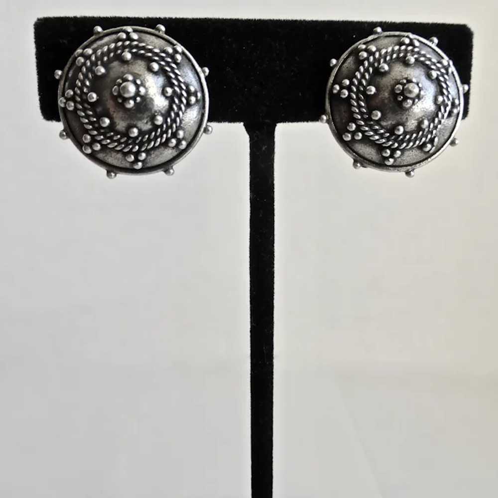 ANNE KLEIN Clip Back Earrings of Antiqued Silver … - image 3