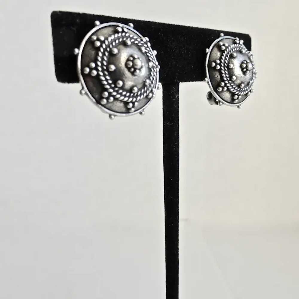 ANNE KLEIN Clip Back Earrings of Antiqued Silver … - image 5