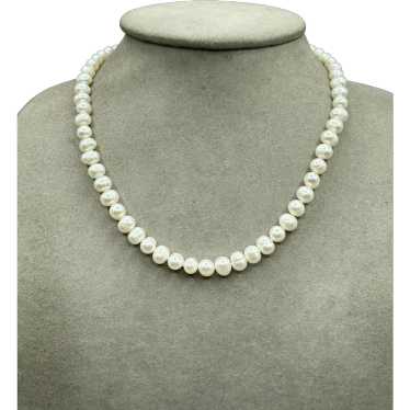 Beaded Genuine Pearls Necklace Hand Knotted Irreg… - image 1