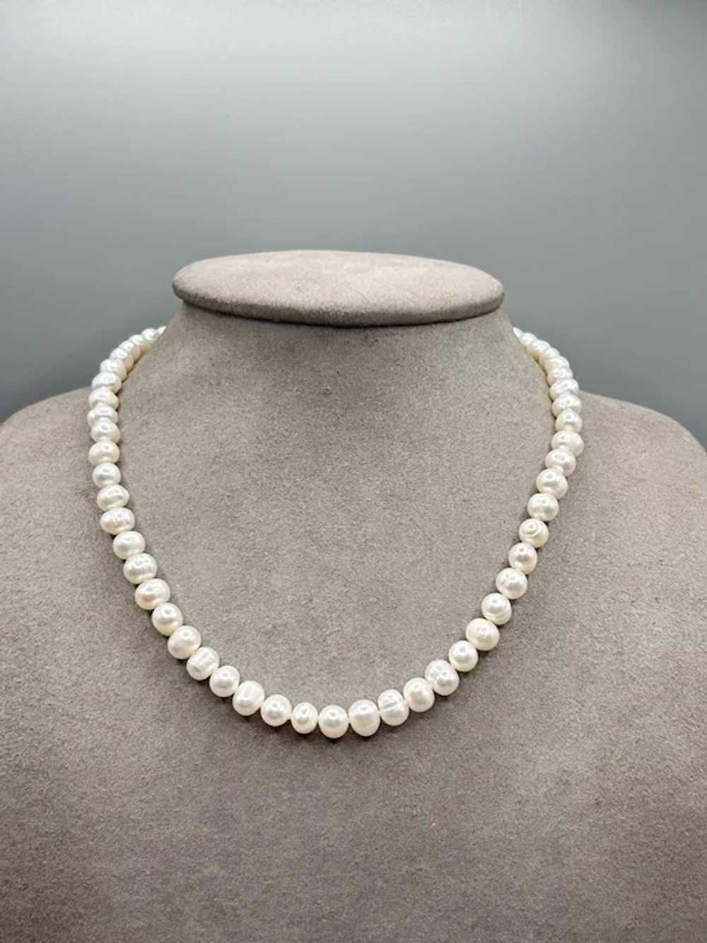 Beaded Genuine Pearls Necklace Hand Knotted Irreg… - image 2