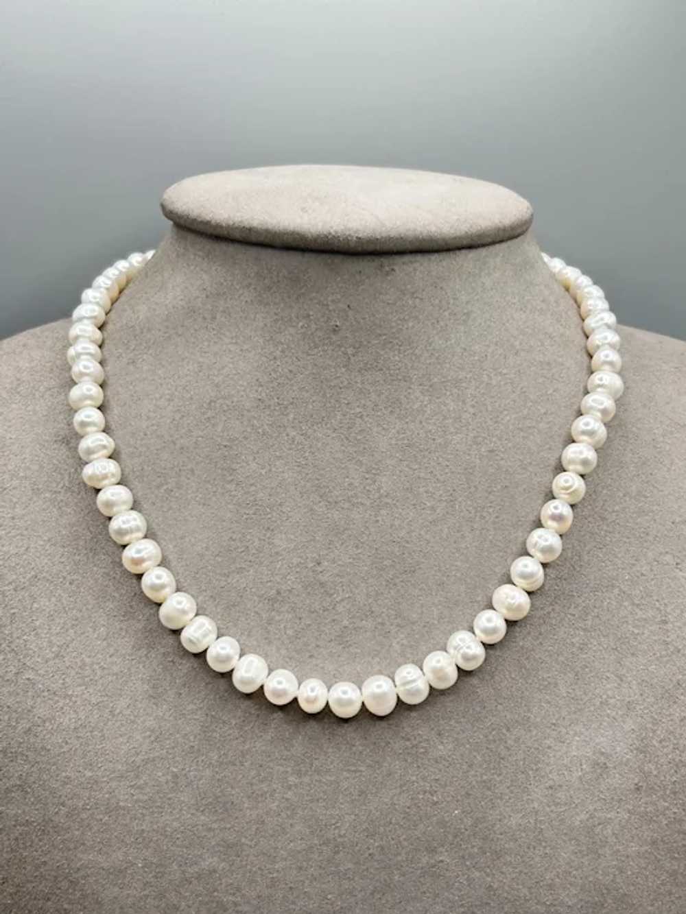 Beaded Genuine Pearls Necklace Hand Knotted Irreg… - image 3