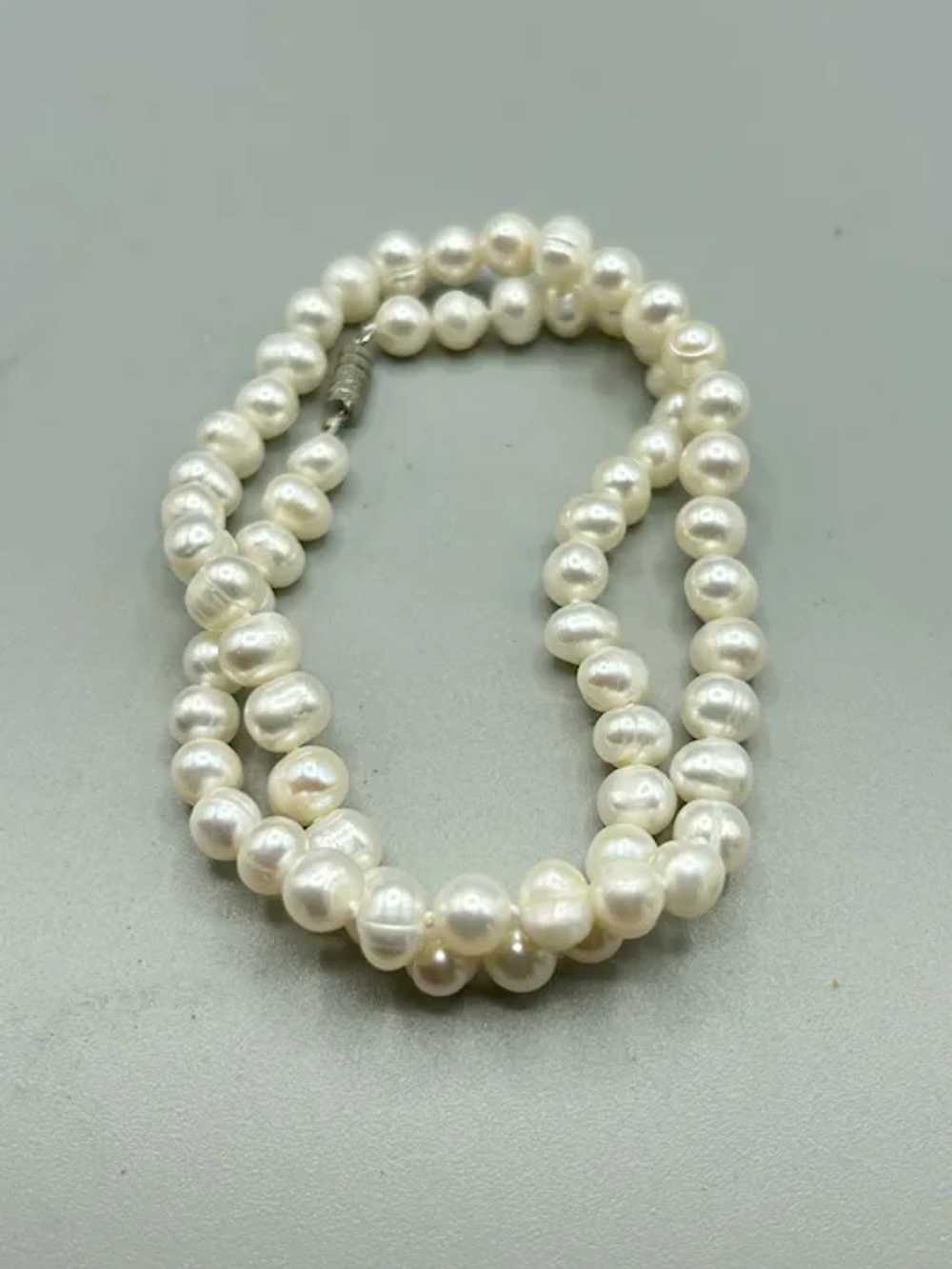 Beaded Genuine Pearls Necklace Hand Knotted Irreg… - image 6