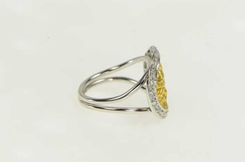 18K Ornate Diamond Halo Textured Statement Ring S… - image 2