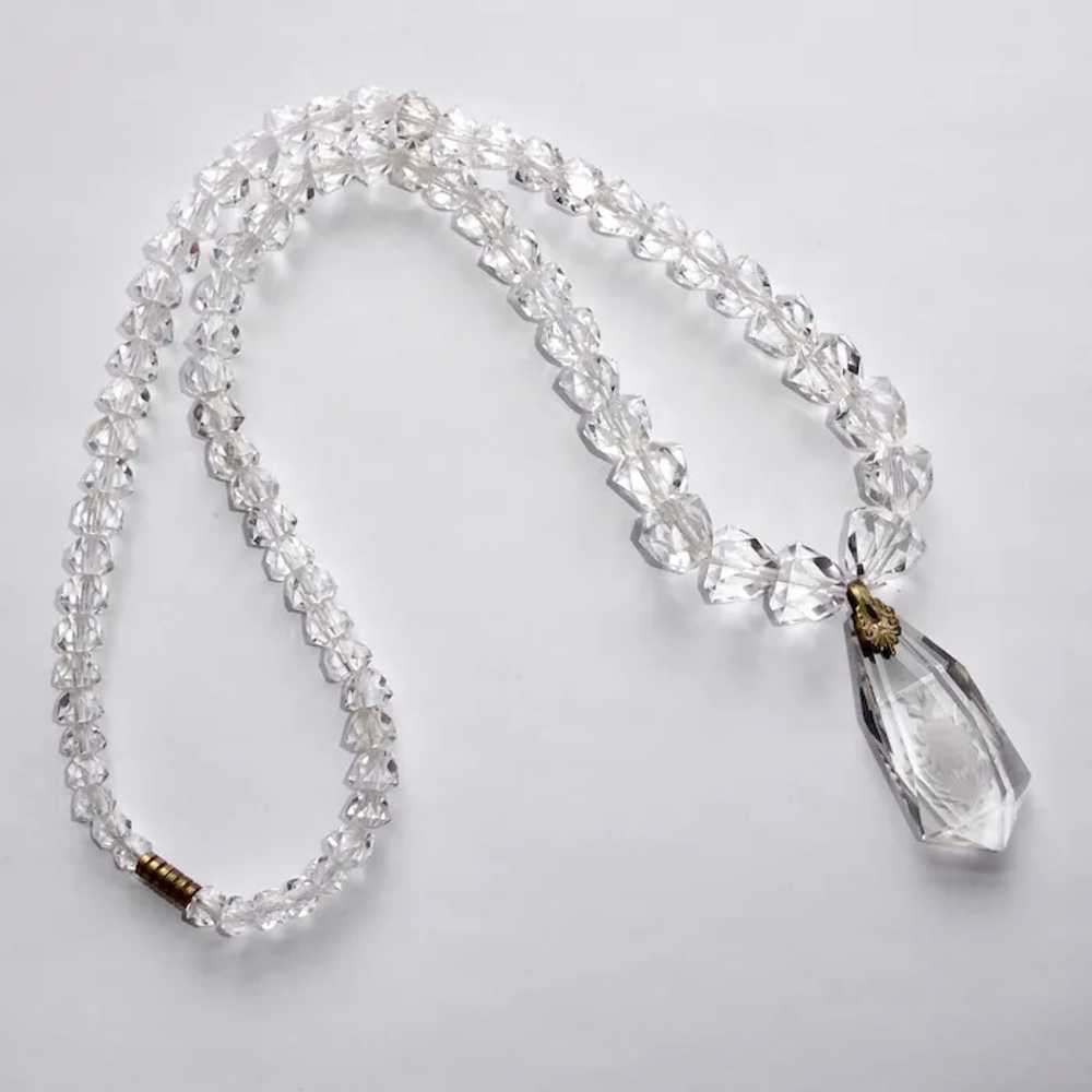 Rock Crystal Bead Necklace w Double Sided Flower … - image 11