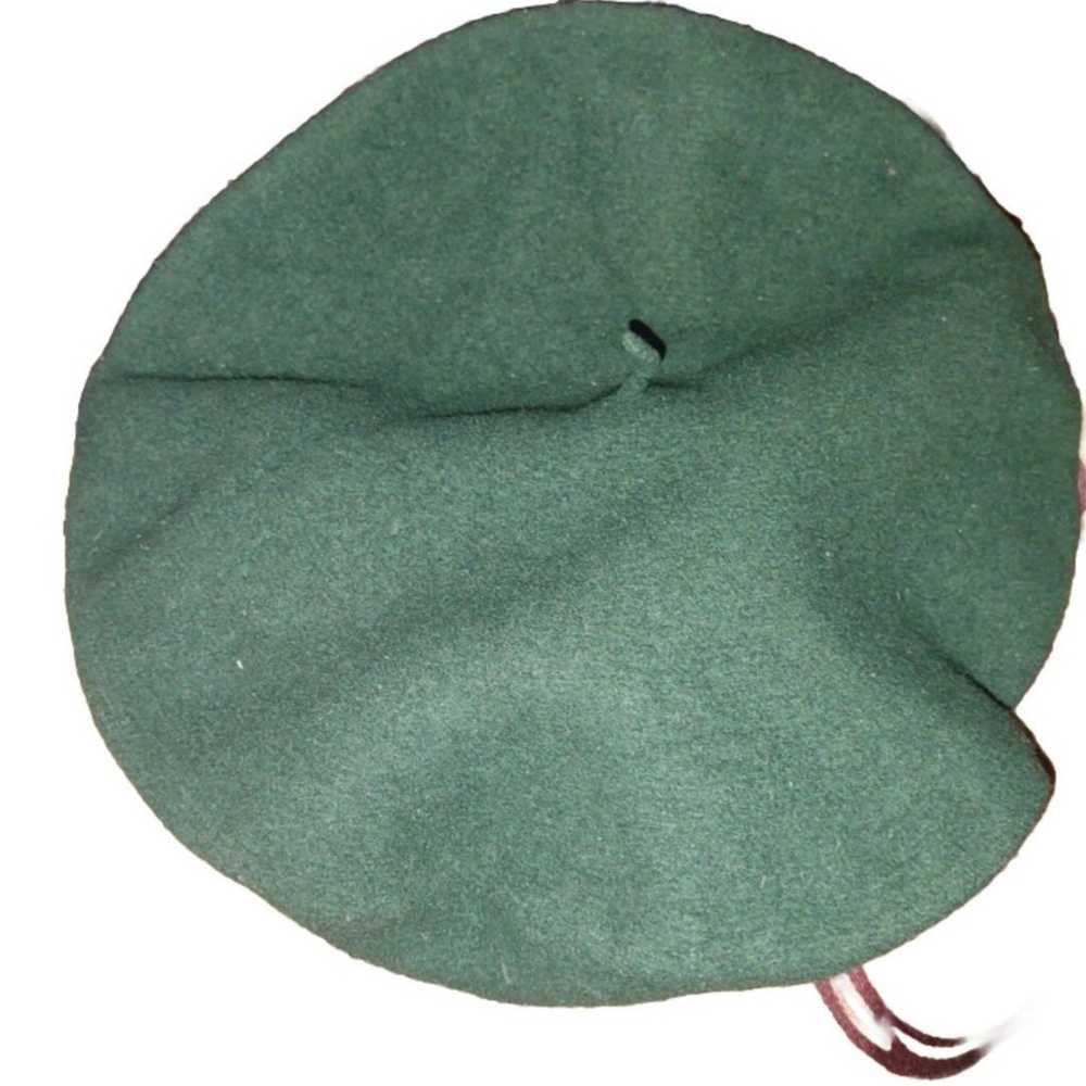 Dark Green Vintage green tam hat / beret wool - image 3