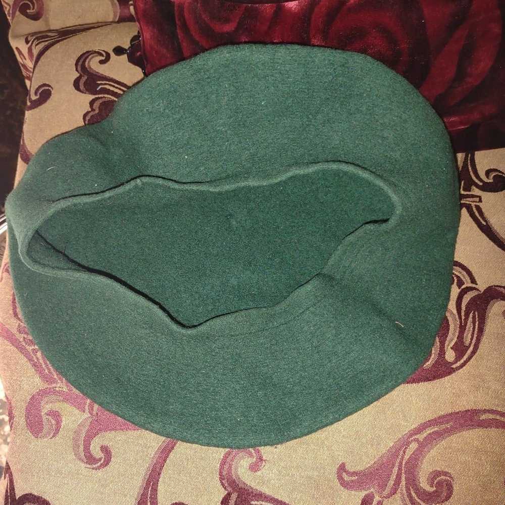 Dark Green Vintage green tam hat / beret wool - image 4