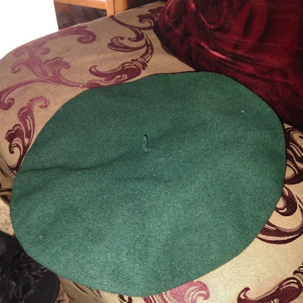 Dark Green Vintage green tam hat / beret wool - image 5