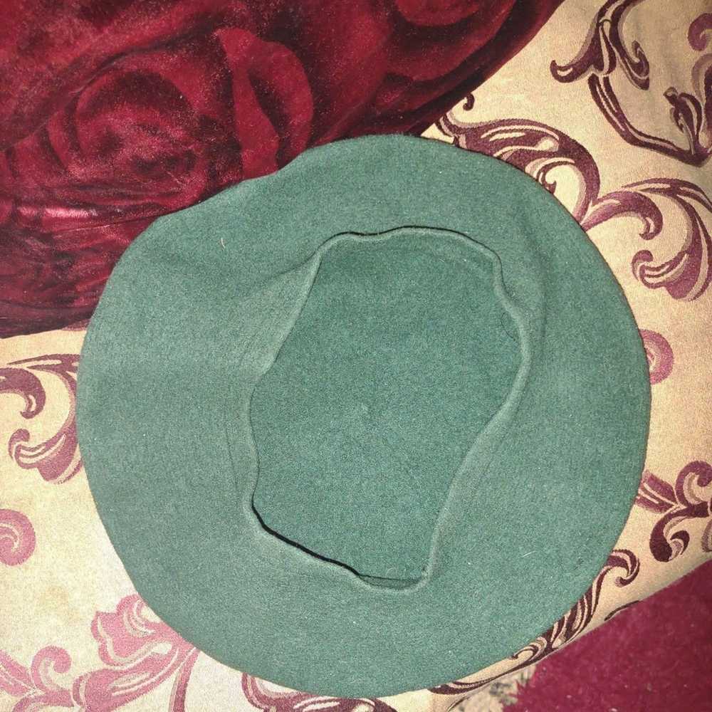 Dark Green Vintage green tam hat / beret wool - image 6