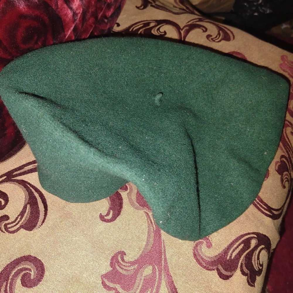 Dark Green Vintage green tam hat / beret wool - image 7