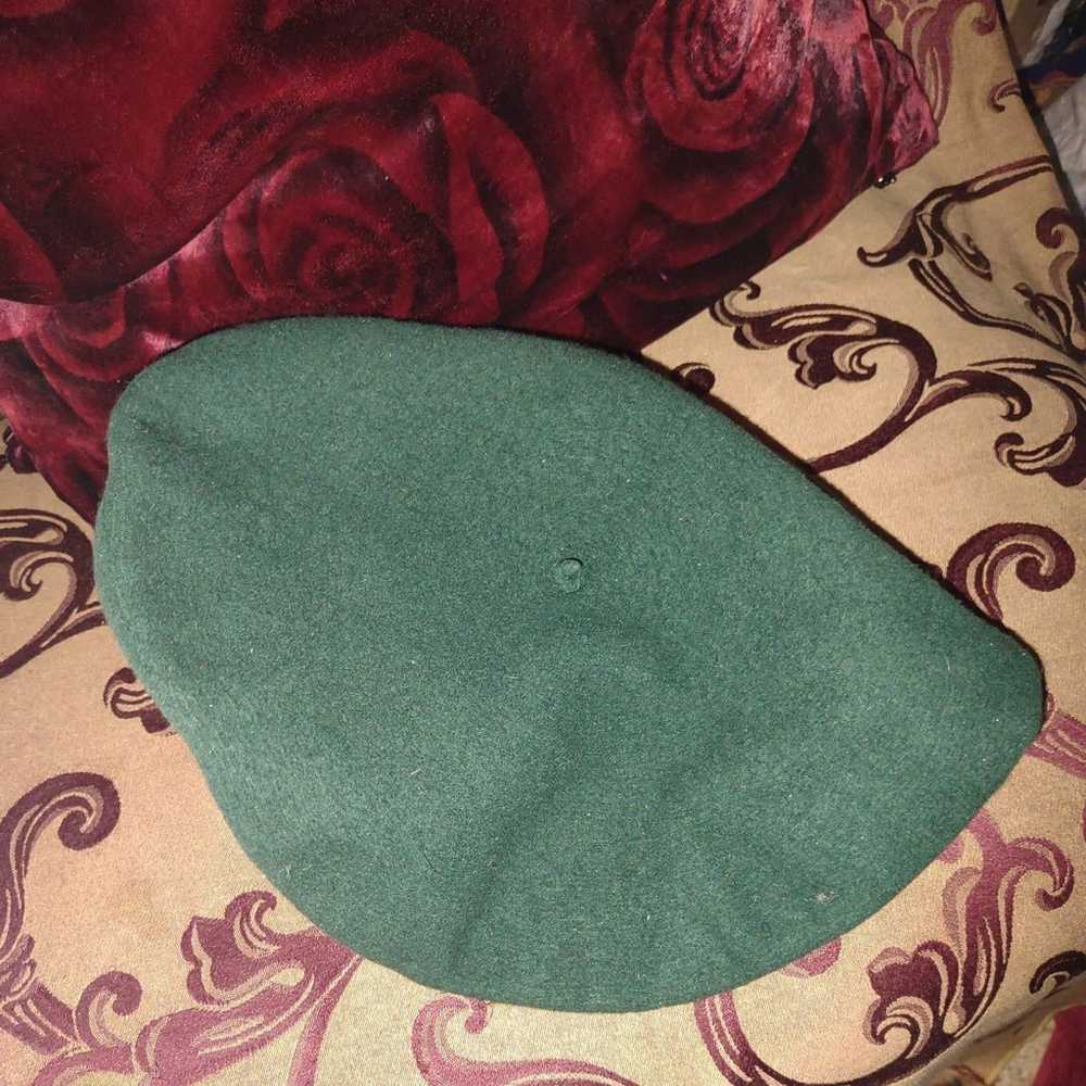 Dark Green Vintage green tam hat / beret wool - image 8