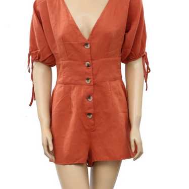 Urban Outfitters Lily Linen Button-Front Romper