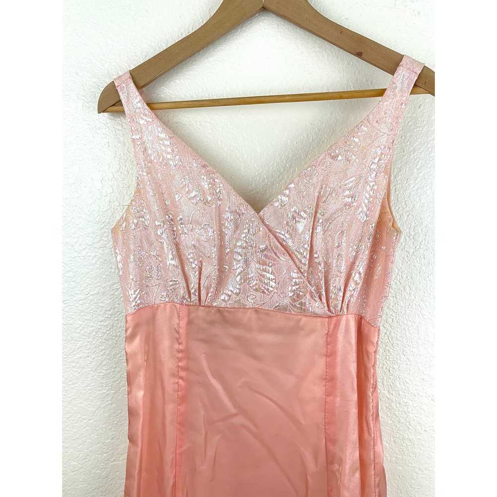 VTG Handmade Pink Shiny Sleeveless Elegant Long D… - image 11