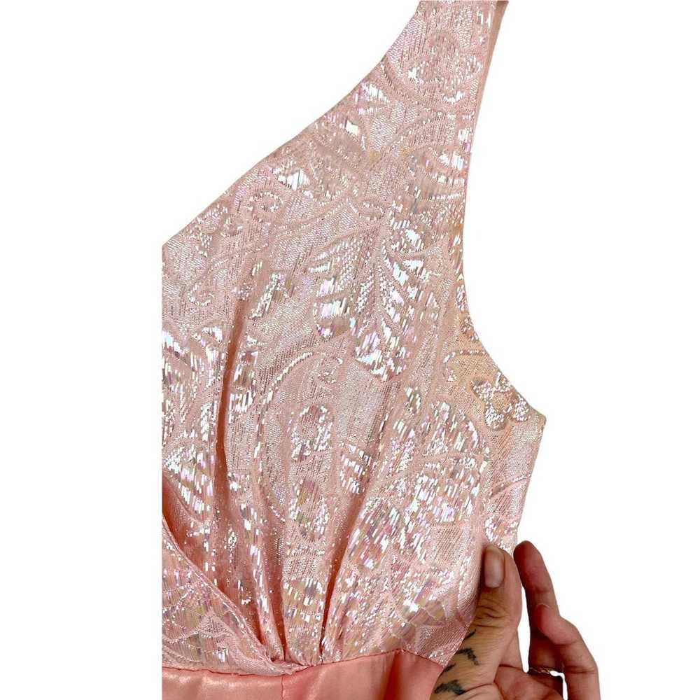 VTG Handmade Pink Shiny Sleeveless Elegant Long D… - image 6