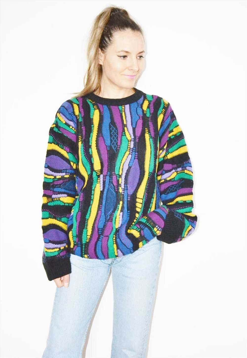 Vintage 90s COOGI Style Abstract Jumper / Sweatsh… - image 1