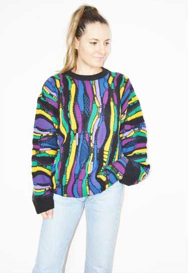 Vintage 90s COOGI Style Abstract Jumper / Sweatsh… - image 1