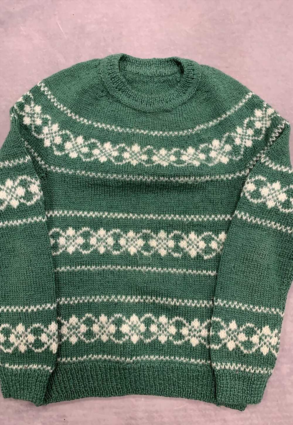 Vintage Knitted Jumper Abstract Patterned Knit Sw… - image 2