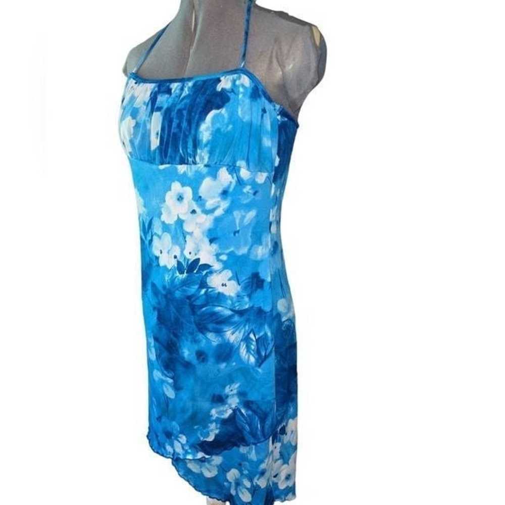 Pulse vintage Y2K blue floral print halter dress … - image 2