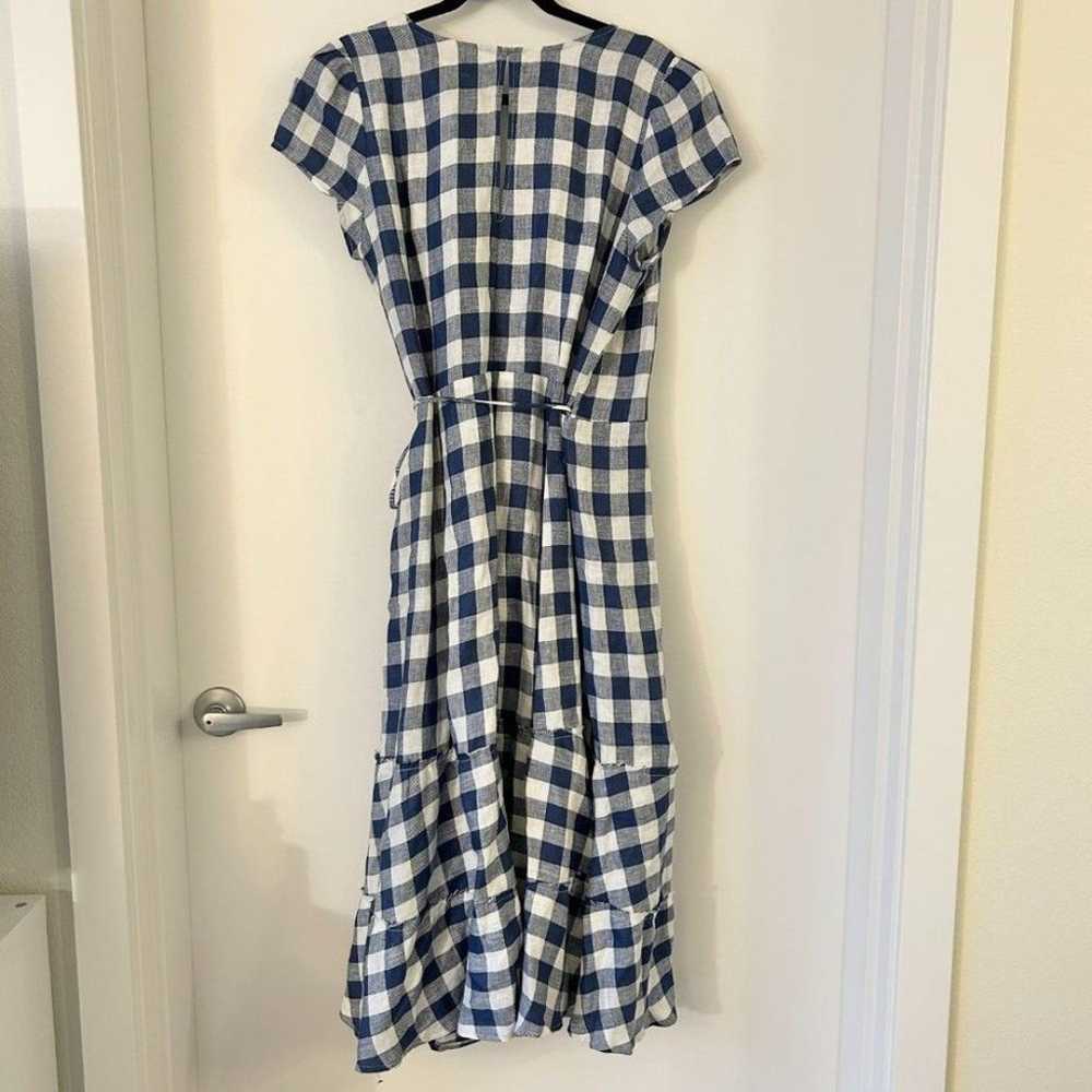 Reformation Linen Calista Gingham Checked Tiered … - image 8