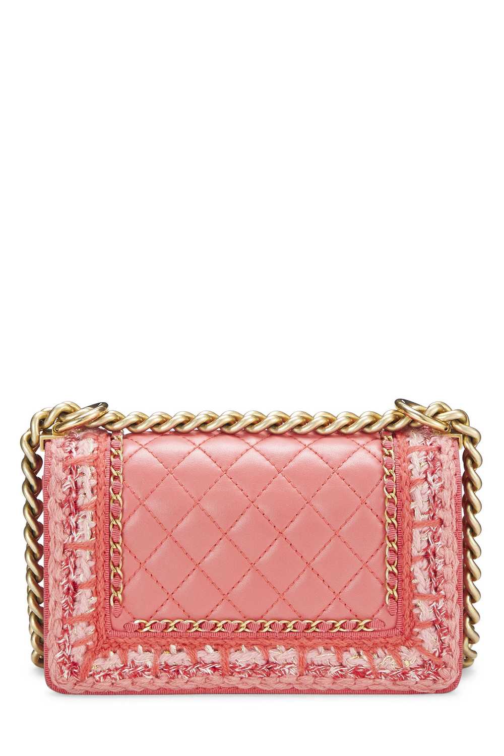 Pink Quilted Lambskin & Tweed Boy Bag Small - image 5