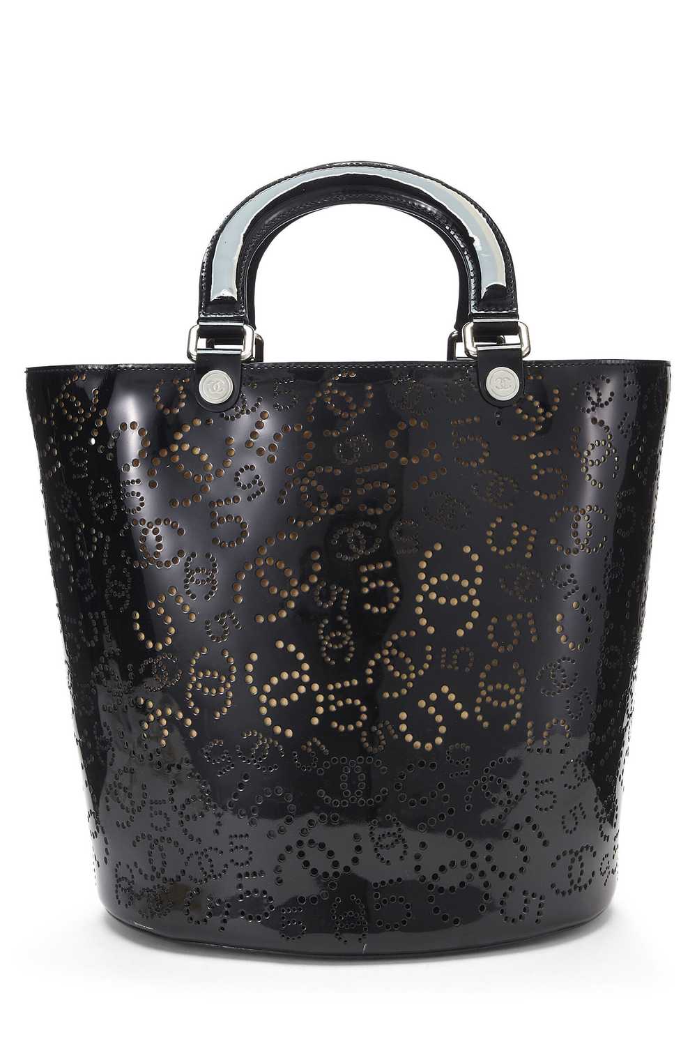 Black Perforated Patent Leather Vertical Bucket T… - image 5